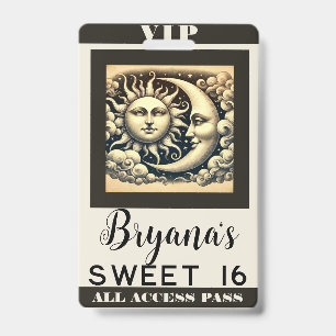 Vintager Celestial Sun & Moon Geburtstag VIP Pass Ausweis