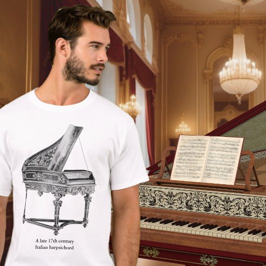 Vintager Cembalo Musikinstrumentenüberlauf T-Shirt