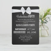 Vintager Chalkboard Bow Fabulous 50. Geburtstag Einladung (Stehend Vorderseite)
