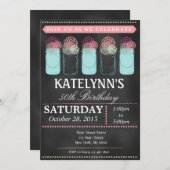 Vintager Chalkboard Mason Jar Geburtstag Einladung (Vorne/Hinten)