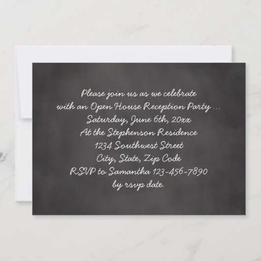 Vintager Chalkboard Overlay-Foto-Abschluss Einladung (Rückseite)