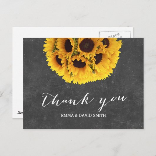 Vintager Chalkboard Sonnenblumenball Danke Postkarte (Vorne/Hinten)