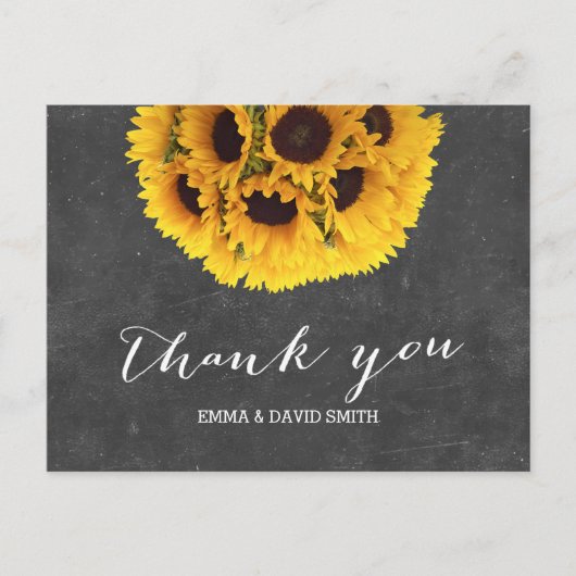 Vintager Chalkboard Sonnenblumenball Danke Postkarte (Vorderseite)