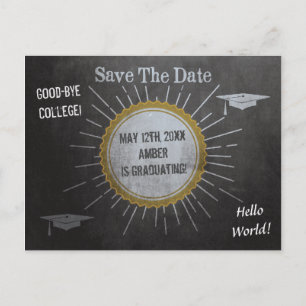 Vintager Chalkboard Star Burst Abschluss Gerettet Ankündigungspostkarte