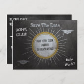 Vintager Chalkboard Star Burst Abschluss Gerettet Ankündigungspostkarte (Vorne/Hinten)