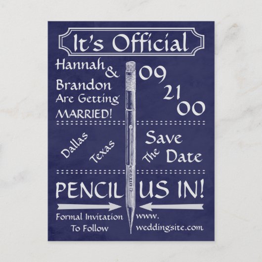 Vintager Chalkboard-Stil Save the Date / Einladen Ankündigungspostkarte (Vorderseite)