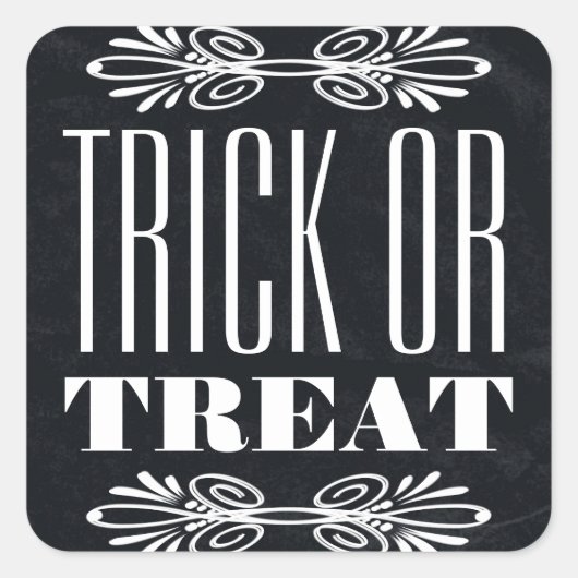 Vintager Chalkboard-Trick oder Treat Halloween Quadratischer Aufkleber (Vorderseite)