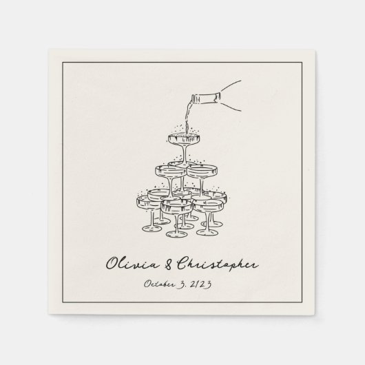 Vintager Champagner Tower Custom Serviette (Vorderseite)