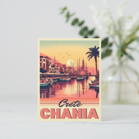 Vintager Chania Stadtbetonierter Feiertag Postkarte (Stehend Vorderseite)