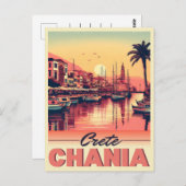 Vintager Chania Stadtbetonierter Feiertag Postkarte (Vorne/Hinten)