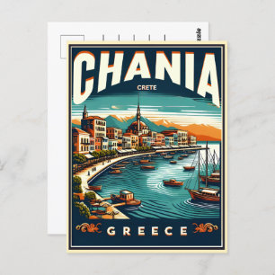 Vintager Chania Stadtbetonierter Feiertag Postkarte