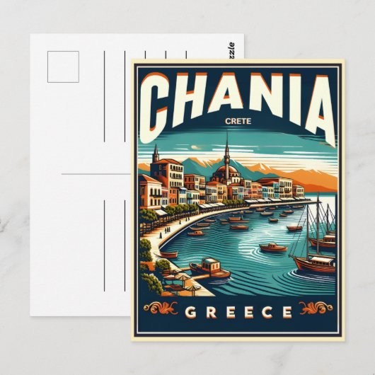Vintager Chania Stadtbetonierter Feiertag Postkarte (Vorne/Hinten)