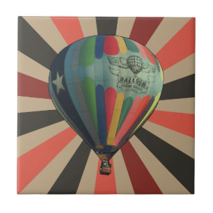 Vintager Charme - farbenfroher Heißluftballon Retr Fliese