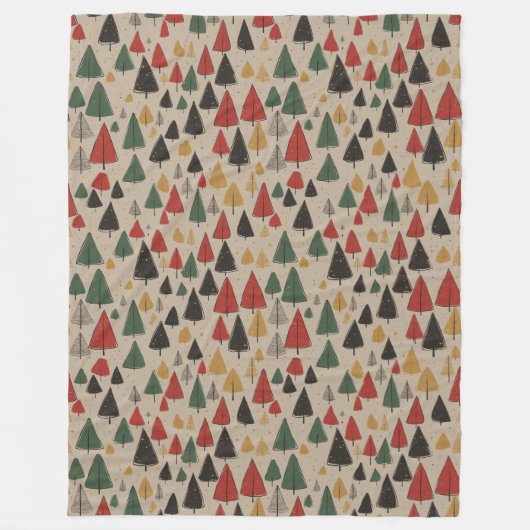 Vintager Charme: Weihnachtsbaummuster Fleecedecke (Vorderseite)