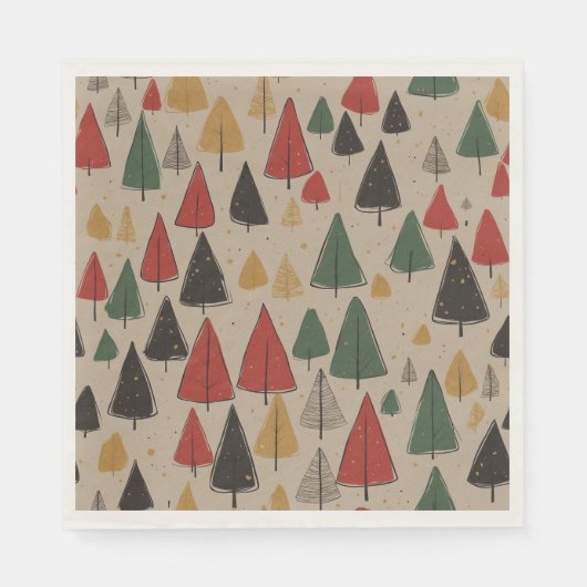 Vintager Charme: Weihnachtsbaummuster Serviette (Vorderseite)