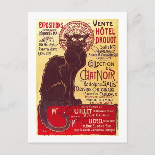 Vintager Chat Noir, Vente Hôtel Drouot Steinlen Postkarte (Vorderseite)