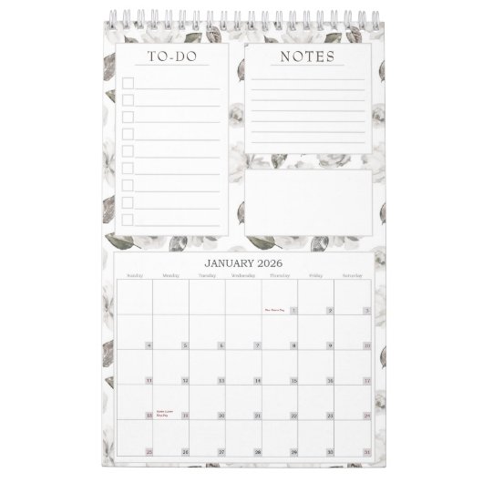 Vintager Cherish Bloral Monatsplaner Kalender (Jan 2026)