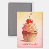 Vintager Cherry Cupcake Magnet (Vorderseite/Rückseite)