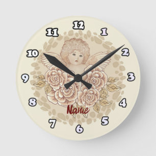 Vintager Cherub Angel Clock Runde Wanduhr