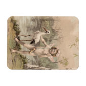 Vintager Cherub mit Storch am See Magnet (Horizontal)