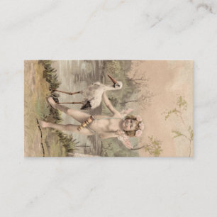 Vintager Cherub mit Storch am See Visitenkarte