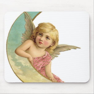 Vintager Cherub und Cresent Moon Mousepad