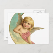Vintager Cherub und Cresent Moon Postkarte (Vorne/Hinten)