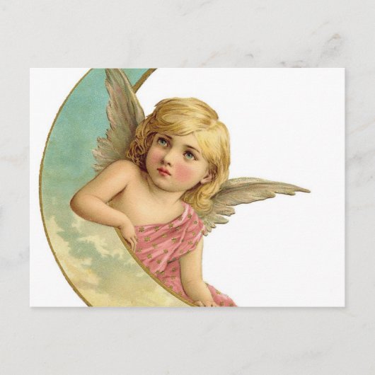 Vintager Cherub und Cresent Moon Postkarte (Vorderseite)