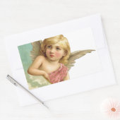 Vintager Cherub und Cresent Moon Rechteckiger Aufkleber (Umschlag)