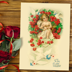 Vintager Cherub Valentine Postkarte