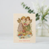 Vintager Cherub valentine Postkarte + benutzerdefi (Stehend Vorderseite)