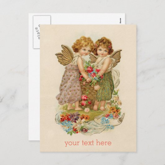 Vintager Cherub valentine Postkarte + benutzerdefi (Vorne/Hinten)