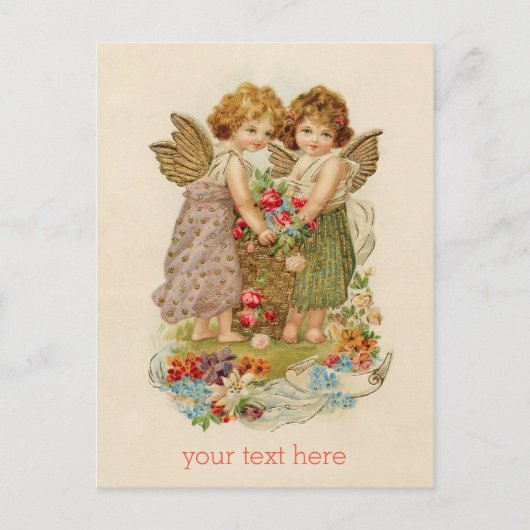 Vintager Cherub valentine Postkarte + benutzerdefi (Vorderseite)