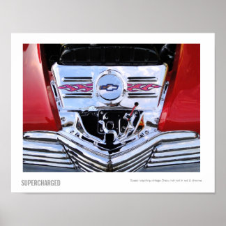 Vintager Chevy Frisierte Auto Motor Fotografie Poster