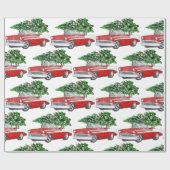 Vintager Chevy mit Weihnachtsbaum Geschenkpapier (Flach)