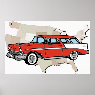 Vintager Chevy Nomade-klassisches Auto-Plakat 1957 Poster