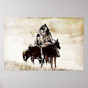 Vintager Cheyenne-Krieger-Leinwand-Druck Poster