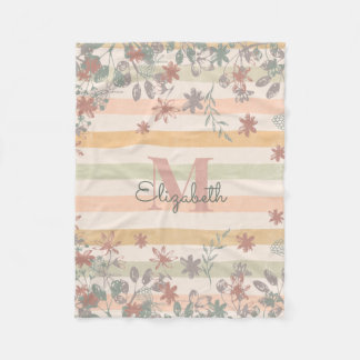 Vintager Chic-Blumenstreifen mit addieren Fleecedecke