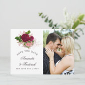 Vintager Chic Blush und Burgund Save the Date (Stehend Vorderseite)