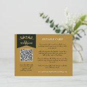Vintager Chic Gold QR Code Einsteckkarte Begleitkarte (Stehend Vorderseite)
