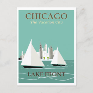 Vintager Chicago Lake Front Travel Postkarte