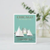 Vintager Chicago Lake Front Travel Postkarte (Stehend Vorderseite)