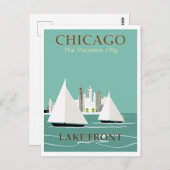 Vintager Chicago Lake Front Travel Postkarte (Vorne/Hinten)