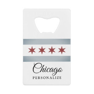 Vintager Chicago-Stadtflaggen-individueller Name Geldbeutel Flaschenöffner