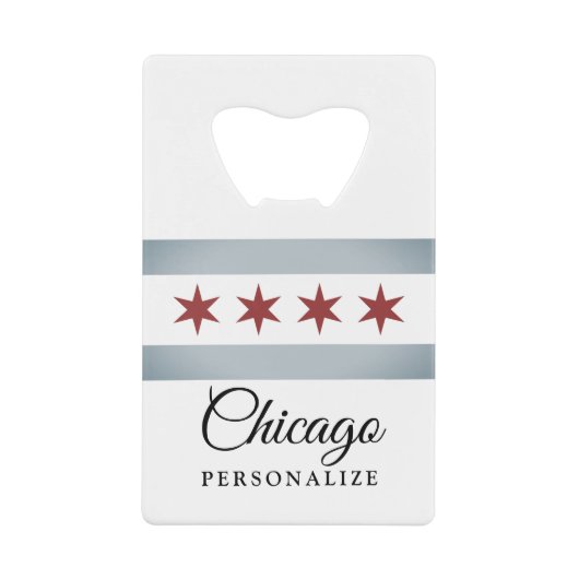 Vintager Chicago-Stadtflaggen-individueller Name Geldbeutel Flaschenöffner (Vorderseite)