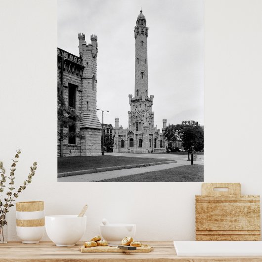 VINTAGER CHICAGO-WASSERTURM 1933 POSTER (Küche)