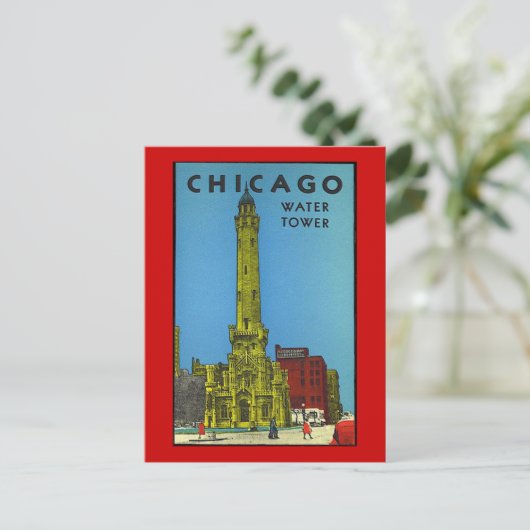 Vintager Chicago Wasserturm Postkarte (Stehend Vorderseite)