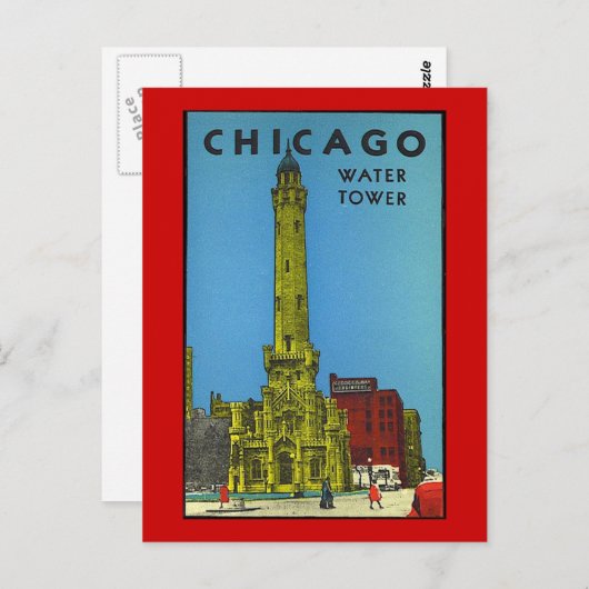 Vintager Chicago Wasserturm Postkarte (Vorne/Hinten)