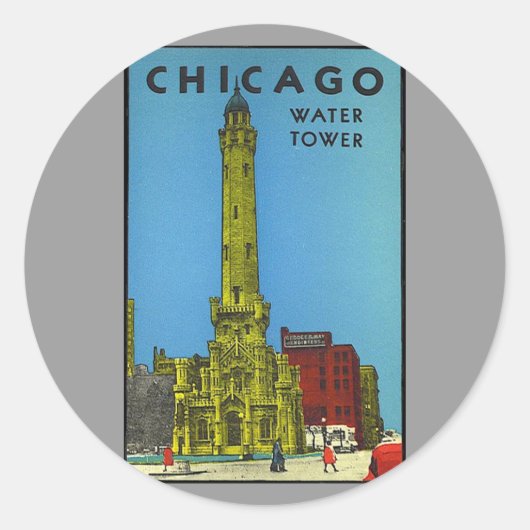 Vintager Chicago Wasserturm Runder Aufkleber (Vorderseite)