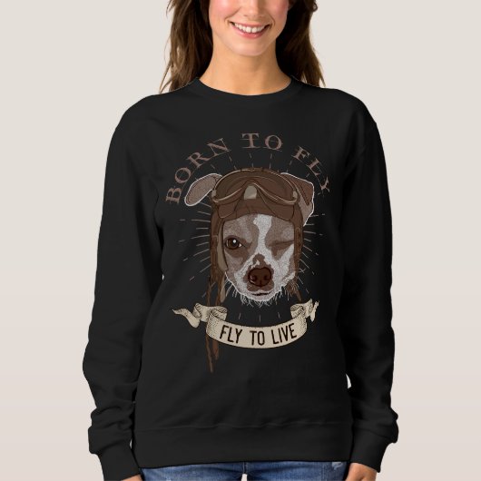 Vintager Chihuahua-Hundspilot Geboren fliegen Sweatshirt (Vorderseite)